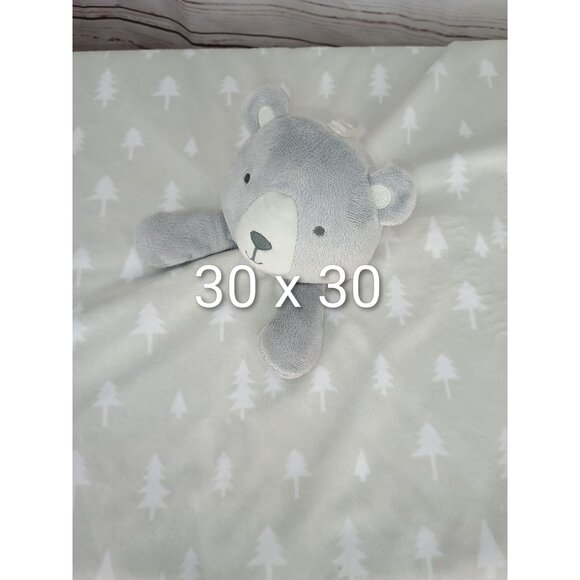 Cloud Island Large Bear Baby Lovey Security Blanket Gray Tree Print 30x30 - Picture 6 of 7